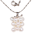 Perlenkette, Halskette Süßwasserperlen, platiniert, 5022
